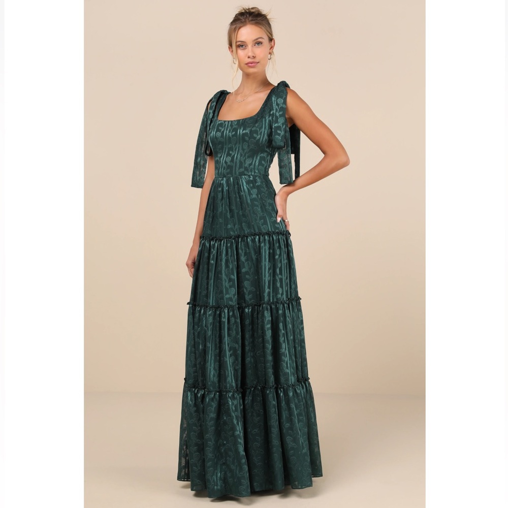 Lulu's Emerald Green Tiered Maxi Dress